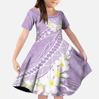 Polynesian Vintage Floral Family Matching Short Sleeve Bodycon Dress and Hawaiian Shirt Lavender Motifs LT7 Daughter's Dress Lavender - Polynesian Pride