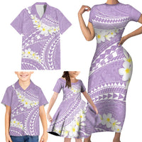 Polynesian Vintage Floral Family Matching Short Sleeve Bodycon Dress and Hawaiian Shirt Lavender Motifs LT7 - Polynesian Pride