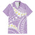 Polynesian Vintage Floral Family Matching Short Sleeve Bodycon Dress and Hawaiian Shirt Lavender Motifs - Polynesian Pride