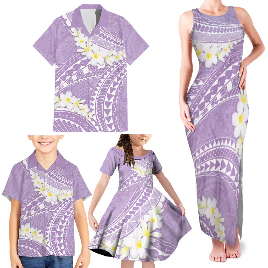 Polynesian Vintage Floral Family Matching Tank Maxi Dress and Hawaiian Shirt Lavender Motifs - Polynesian Pride