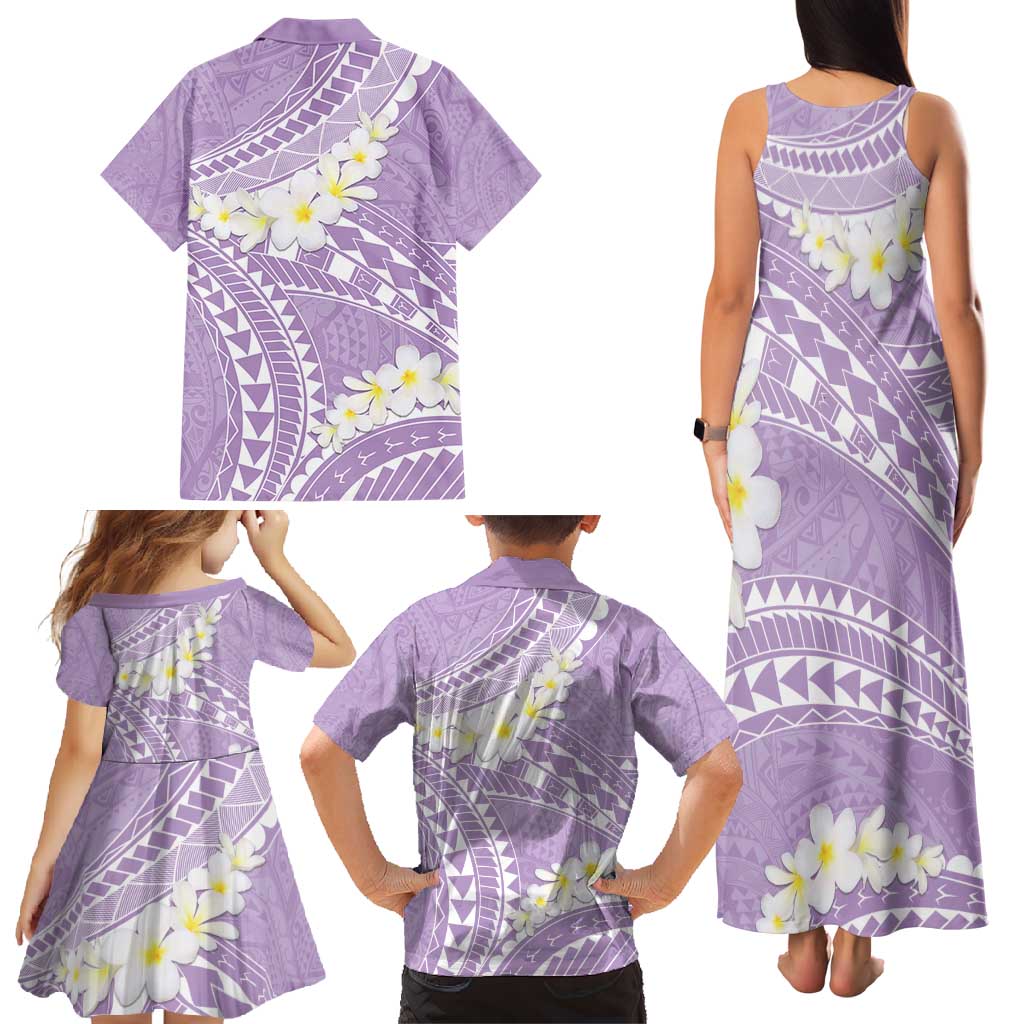 Polynesian Vintage Floral Family Matching Tank Maxi Dress and Hawaiian Shirt Lavender Motifs - Polynesian Pride