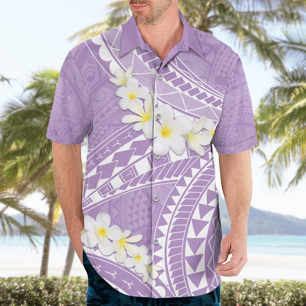 Polynesian Vintage Floral Hawaiian Shirt Lavender Motifs - Polynesian Pride