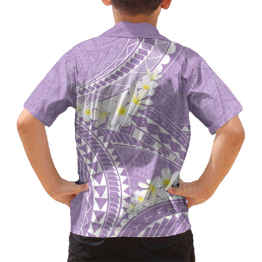 Polynesian Vintage Floral Kid Hawaiian Shirt Lavender Motifs - Polynesian Pride