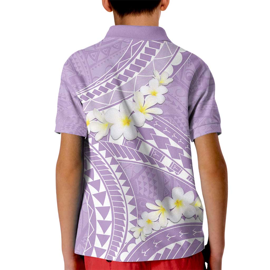 Polynesian Vintage Floral Kid Polo Shirt Lavender Motifs - Polynesian Pride