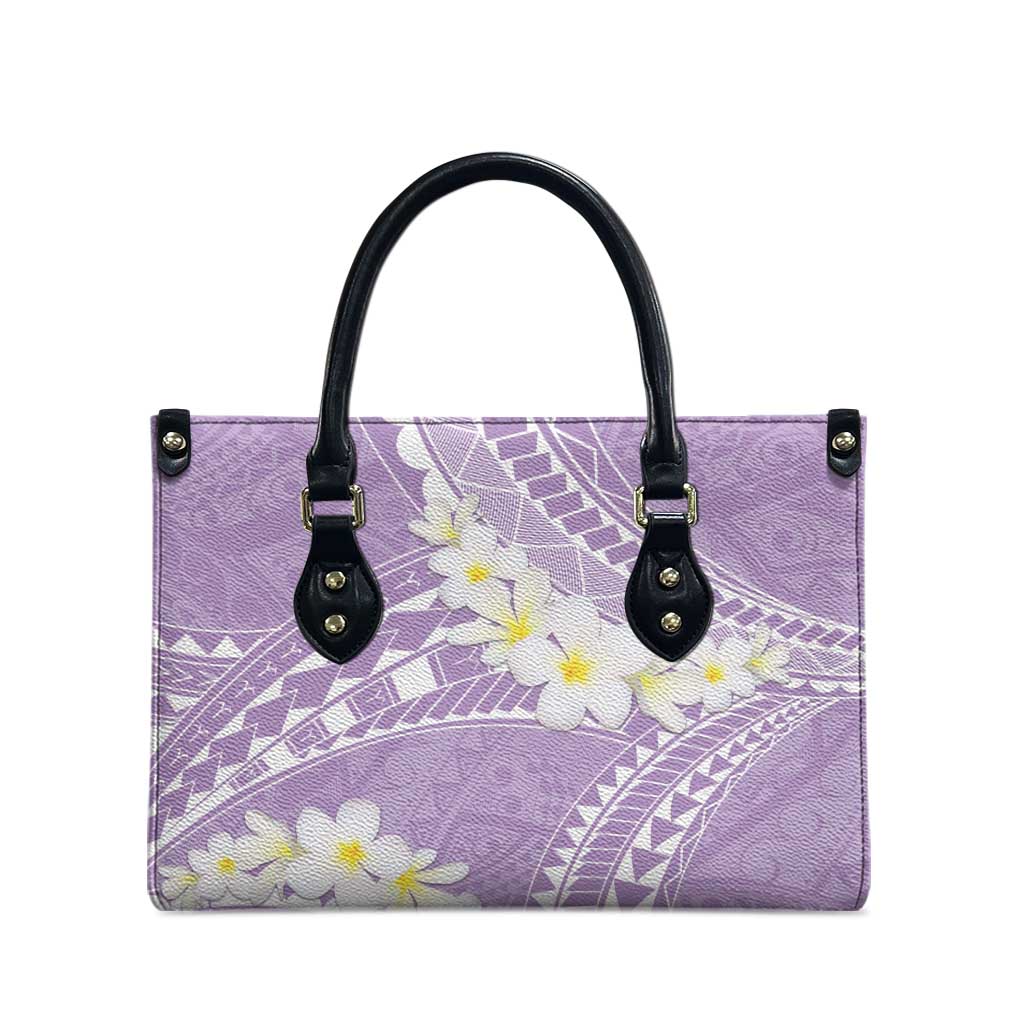 Polynesian Vintage Floral Leather Bag Lavender Motifs - Polynesian Pride