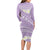 Polynesian Vintage Floral Long Sleeve Bodycon Dress Lavender Motifs - Polynesian Pride