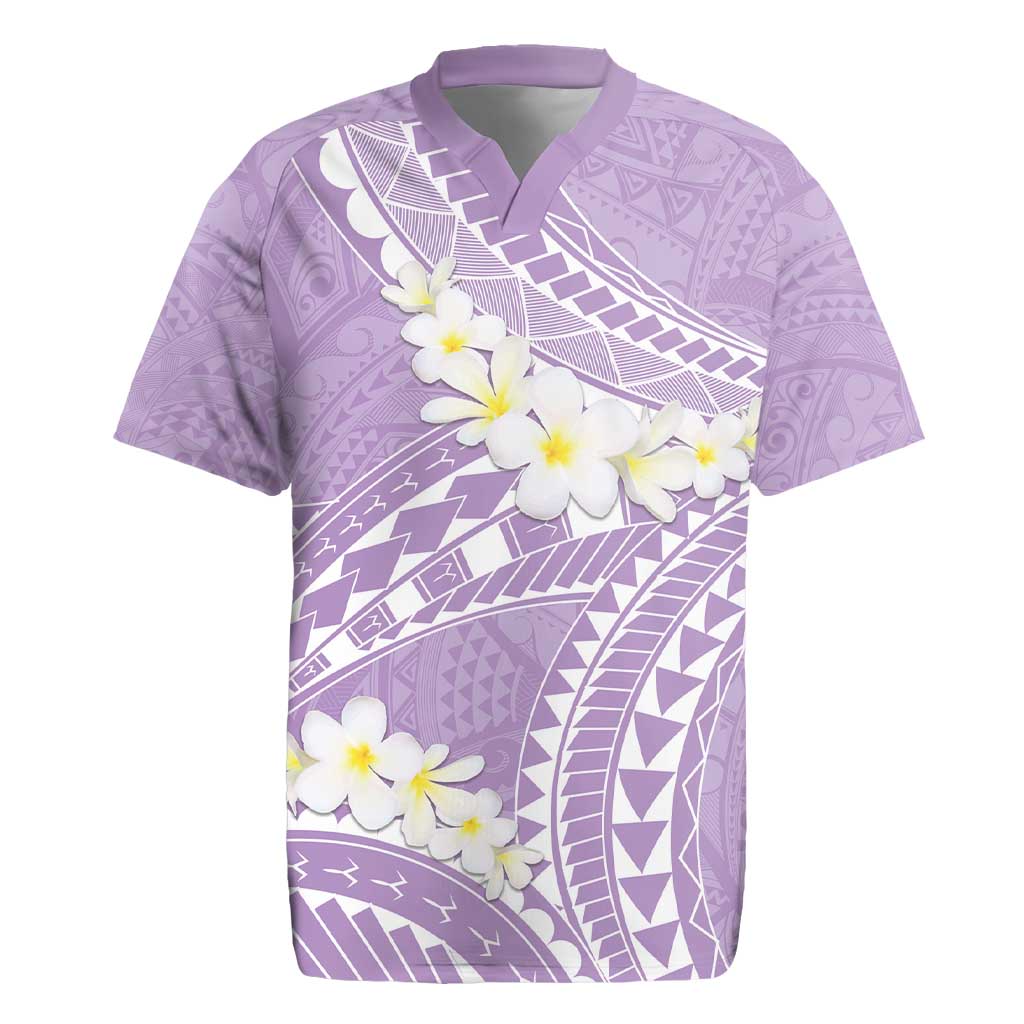 Polynesian Vintage Floral Rugby Jersey Lavender Motifs - Polynesian Pride
