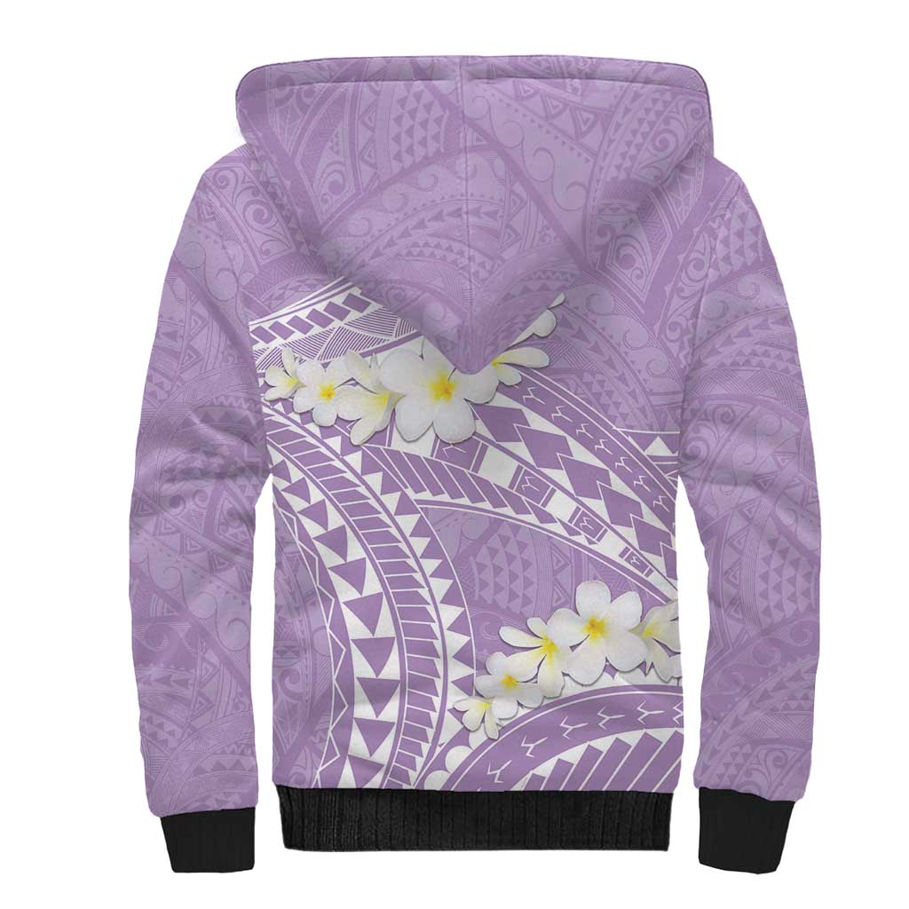 Polynesian Vintage Floral Sherpa Hoodie Lavender Motifs - Polynesian Pride