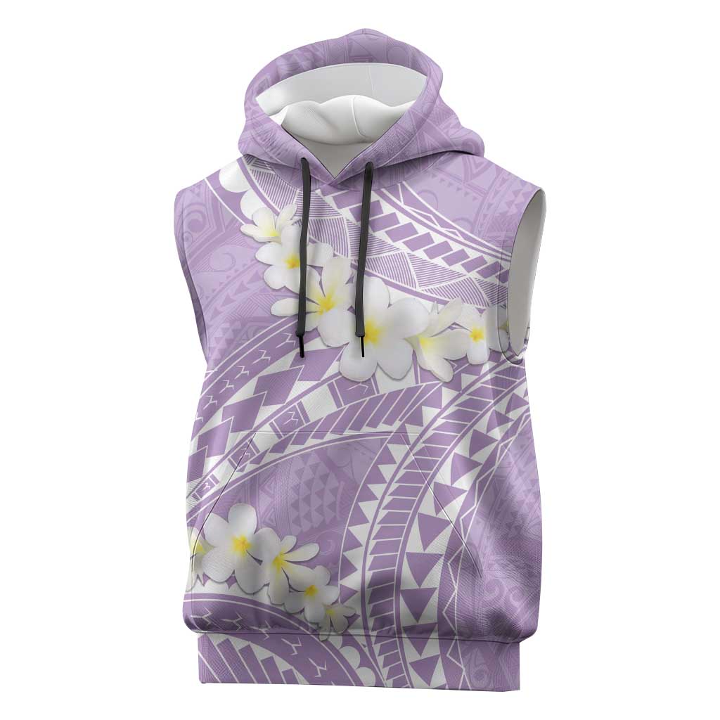 Polynesian Vintage Floral Sleeveless Hoodie Lavender Motifs - Polynesian Pride