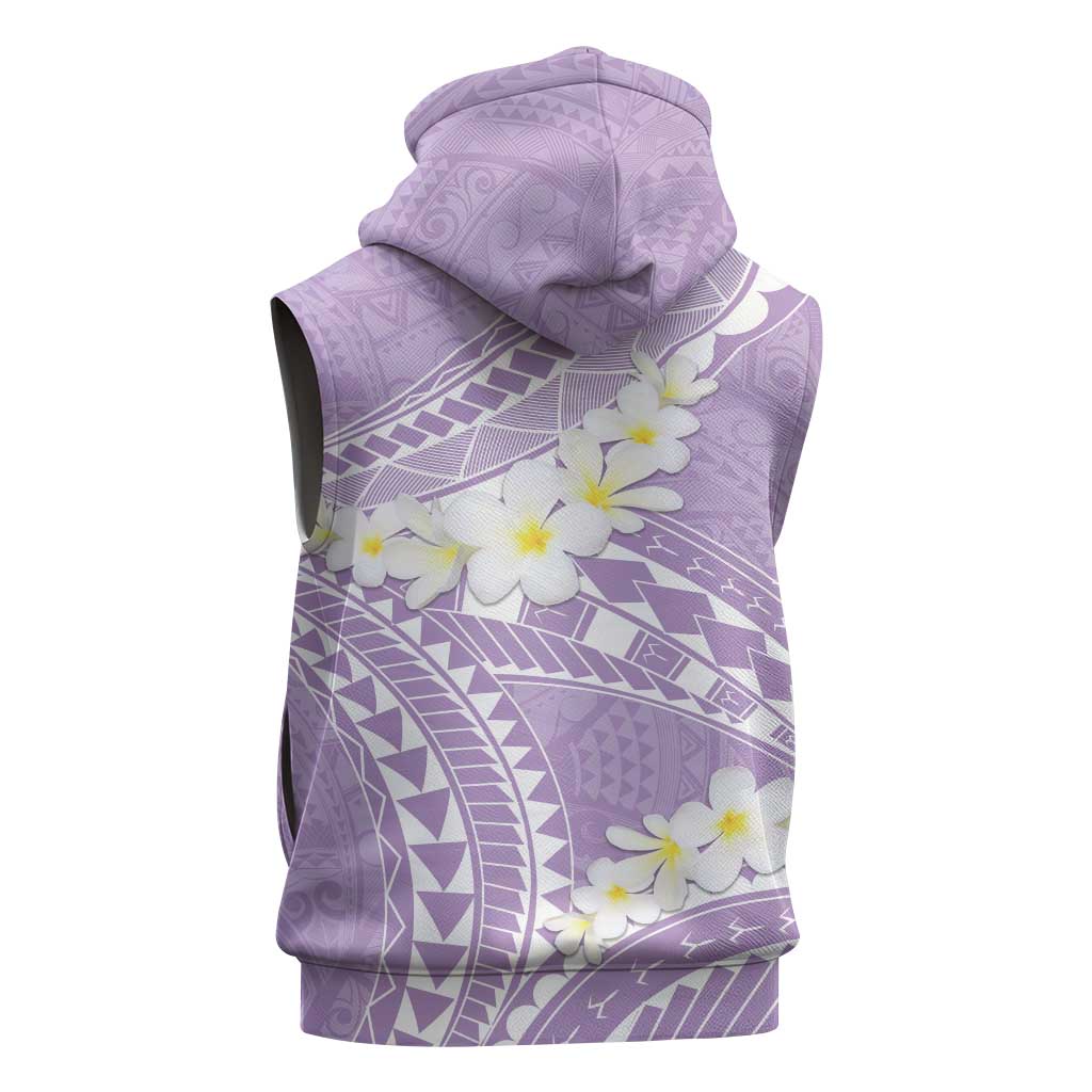 Polynesian Vintage Floral Sleeveless Hoodie Lavender Motifs - Polynesian Pride