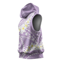 Polynesian Vintage Floral Sleeveless Hoodie Lavender Motifs - Polynesian Pride