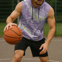 Polynesian Vintage Floral Sleeveless Hoodie Lavender Motifs - Polynesian Pride