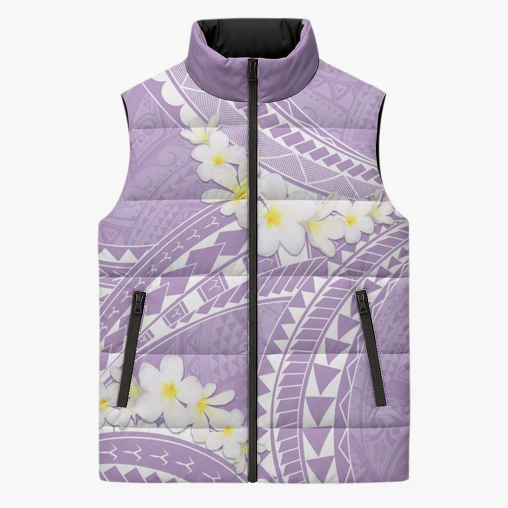 Polynesian Vintage Floral Sleeveless Puffer Jacket Lavender Motifs - Polynesian Pride