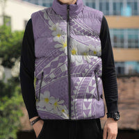 Polynesian Vintage Floral Sleeveless Puffer Jacket Lavender Motifs - Polynesian Pride