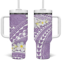 Polynesian Vintage Floral Tumbler With Handle Lavender Motifs - Polynesian Pride