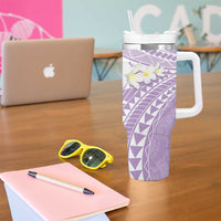 Polynesian Vintage Floral Tumbler With Handle Lavender Motifs - Polynesian Pride