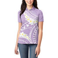 Polynesian Vintage Floral Women Polo Shirt Lavender Motifs - Polynesian Pride