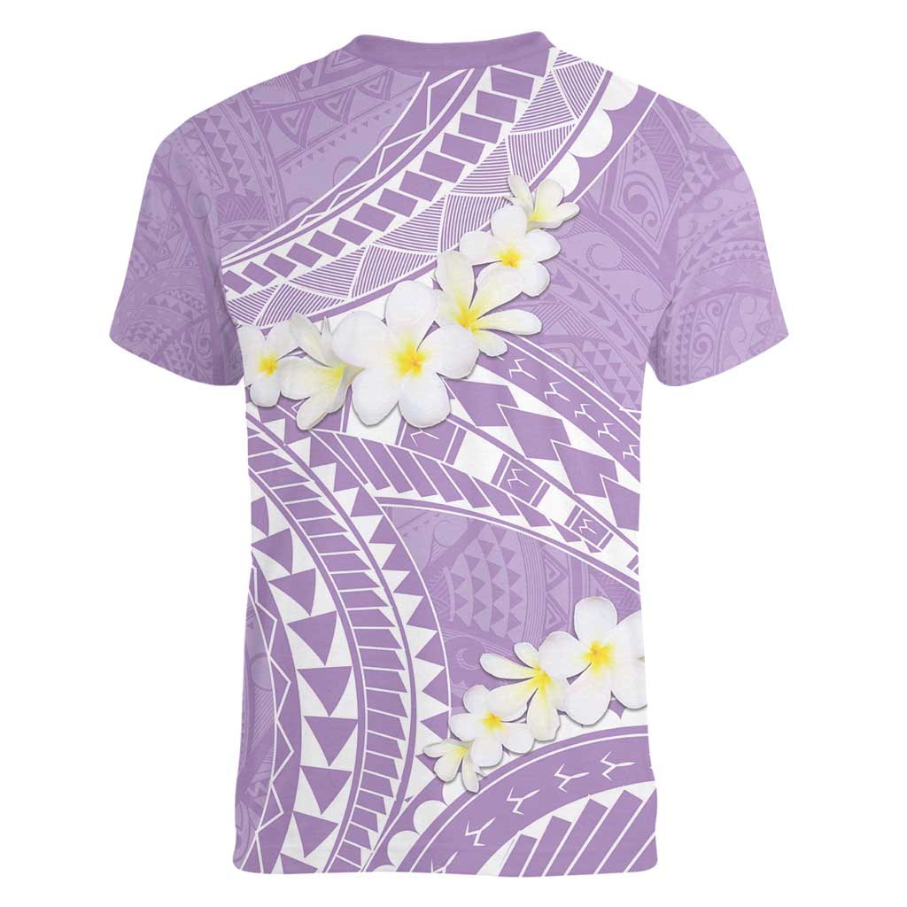 Polynesian Vintage Floral Women V-Neck T-Shirt Lavender Motifs LT7 - Polynesian Pride