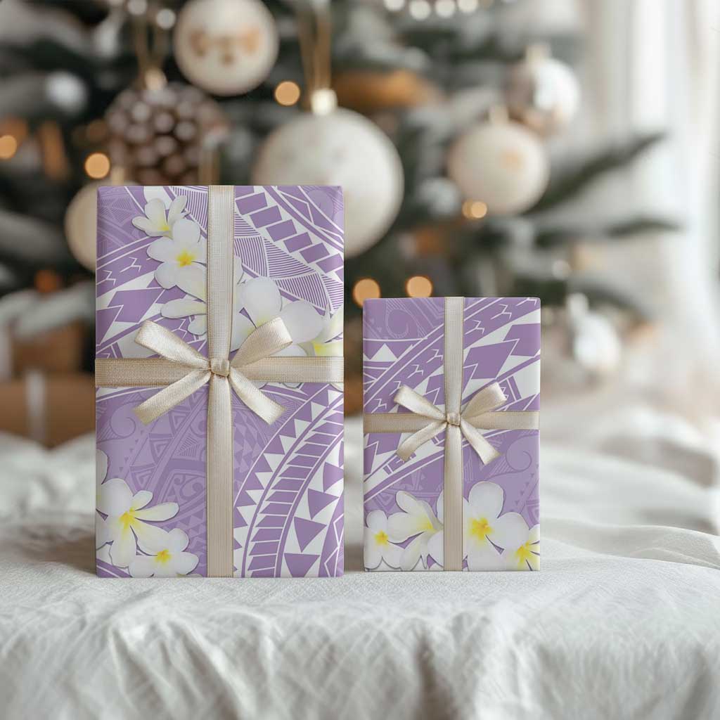 Polynesian Vintage Floral Wrapping Paper Lavender Motifs