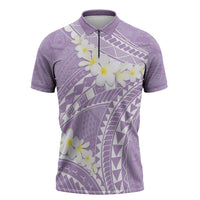 Polynesian Vintage Floral Zipper Polo Shirt Lavender Motifs - Polynesian Pride
