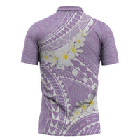 Polynesian Vintage Floral Zipper Polo Shirt Lavender Motifs - Polynesian Pride