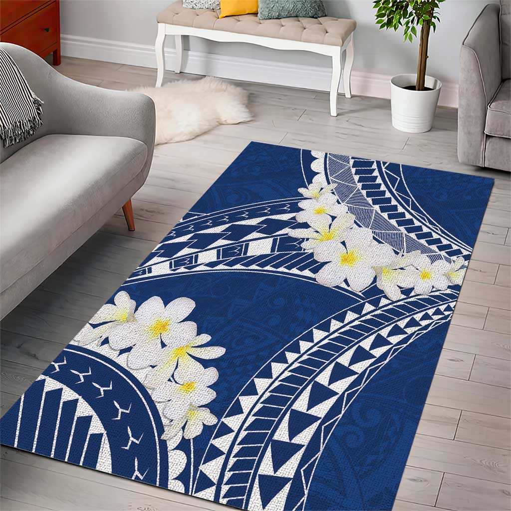 Polynesian Vintage Floral Area Rug Navy Blue Motifs - Polynesian Pride