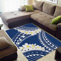 Polynesian Vintage Floral Area Rug Navy Blue Motifs - Polynesian Pride
