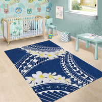 Polynesian Vintage Floral Area Rug Navy Blue Motifs - Polynesian Pride