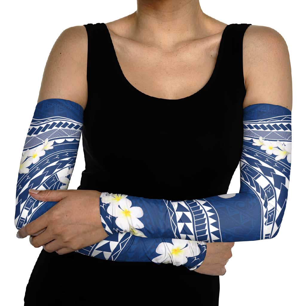 Polynesian Vintage Floral Arm Sleeves Navy Blue Motifs - Polynesian Pride