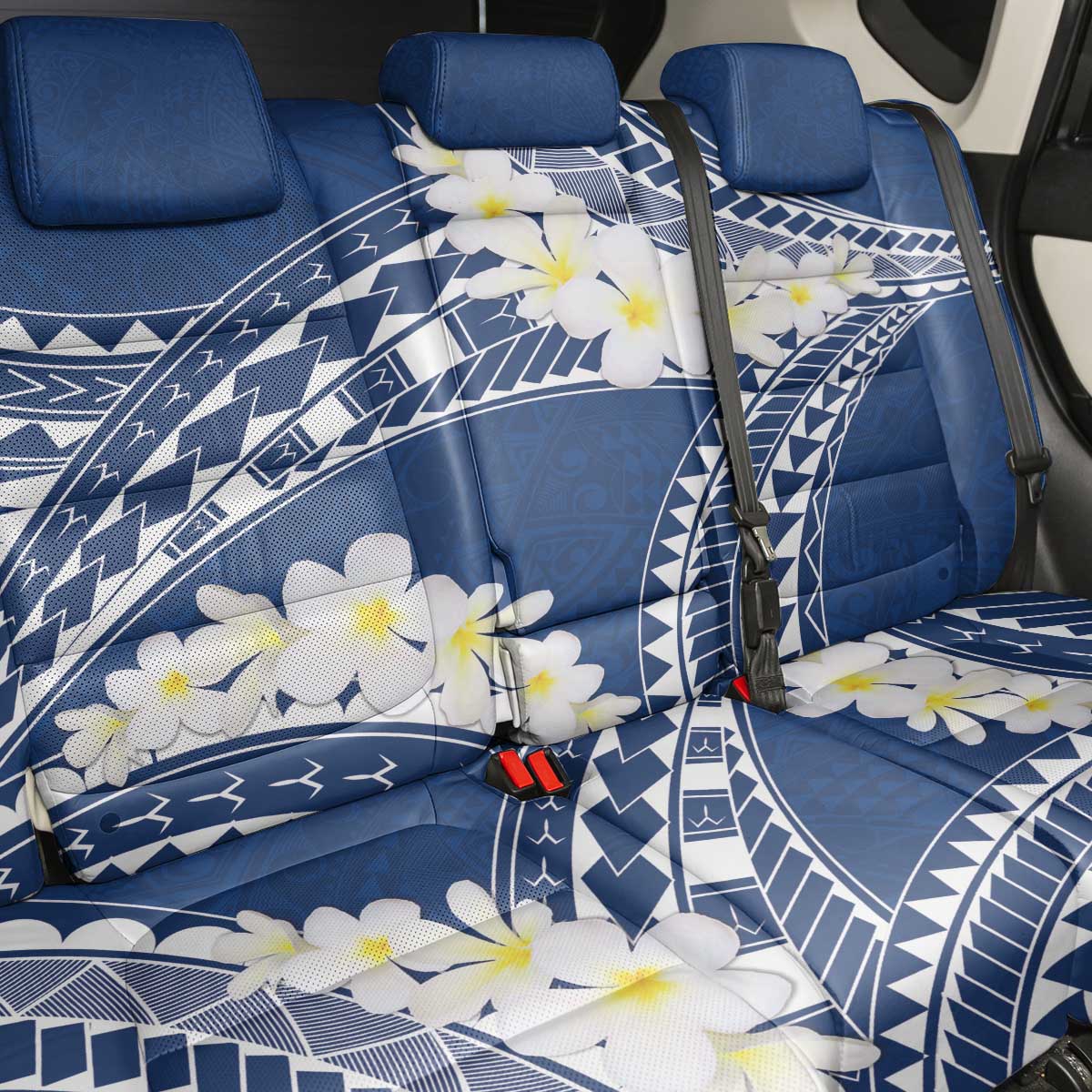 Polynesian Vintage Floral Back Car Seat Cover Navy Blue Motifs - Polynesian Pride