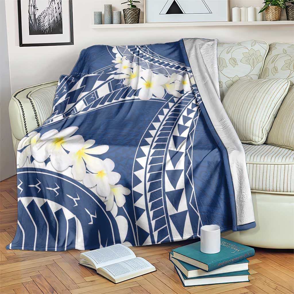Polynesian Vintage Floral Blanket Navy Blue Motifs - Polynesian Pride