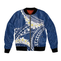 Polynesian Vintage Floral Bomber Jacket Navy Blue Motifs - Polynesian Pride