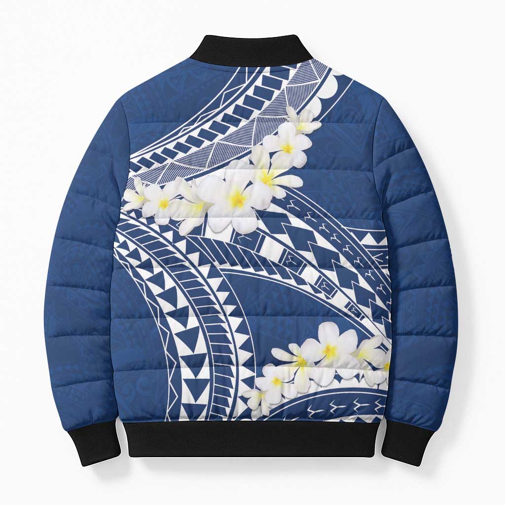 Polynesian Vintage Floral Bomber Puffer Jacket Navy Blue Motifs - Polynesian Pride