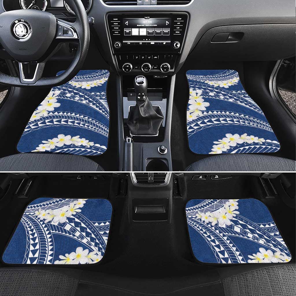 Polynesian Vintage Floral Car Mats Navy Blue Motifs - Polynesian Pride
