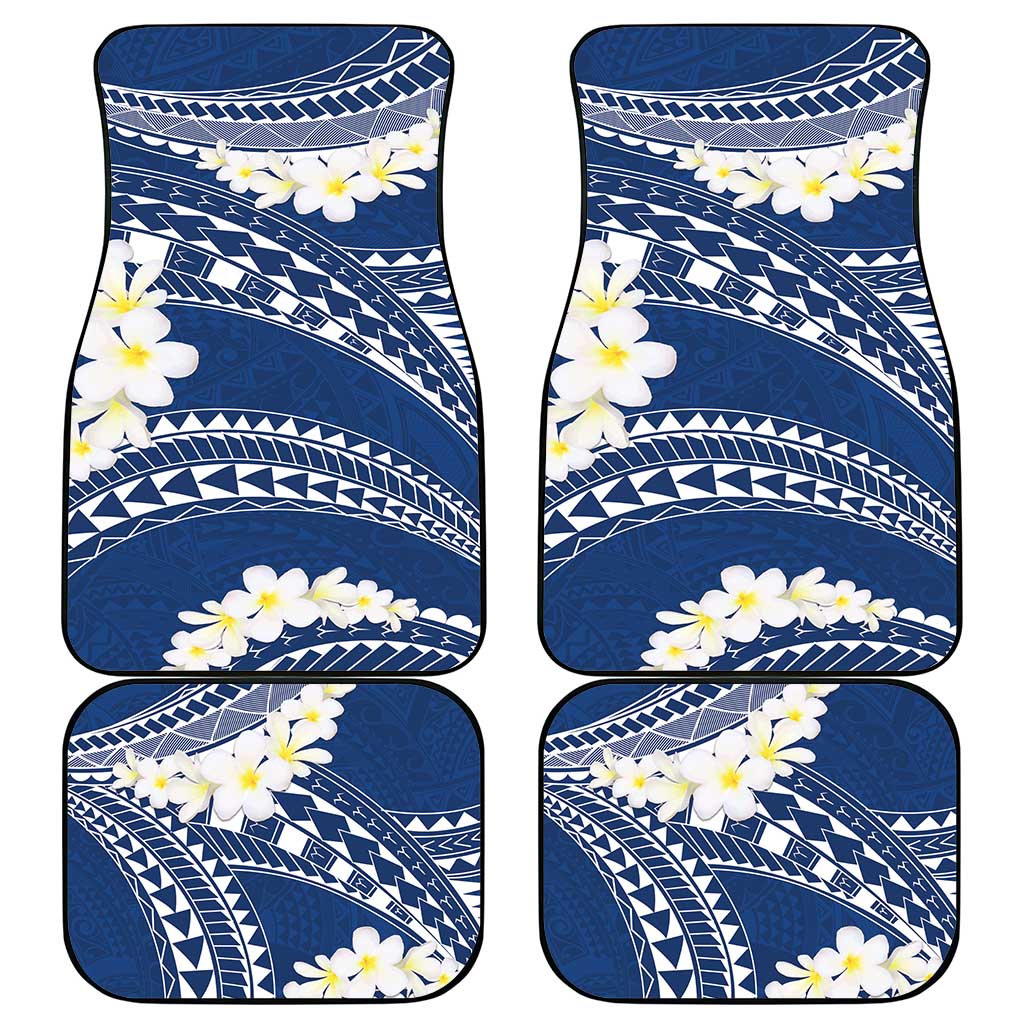 Polynesian Vintage Floral Car Mats Navy Blue Motifs - Polynesian Pride