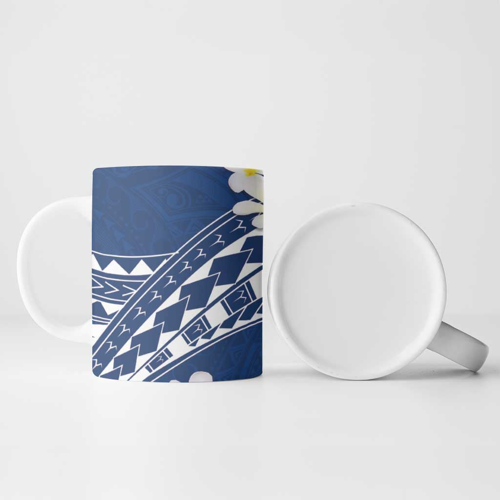 Polynesian Vintage Floral Ceramic Mug Navy Blue Motifs - Polynesian Pride