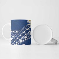 Polynesian Vintage Floral Ceramic Mug Navy Blue Motifs - Polynesian Pride