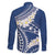 Polynesian Vintage Floral Family Matching Long Sleeve Bodycon Dress and Hawaiian Shirt Navy Blue Motifs - Polynesian Pride