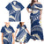 Polynesian Vintage Floral Family Matching Off Shoulder Maxi Dress and Hawaiian Shirt Navy Blue Motifs - Polynesian Pride