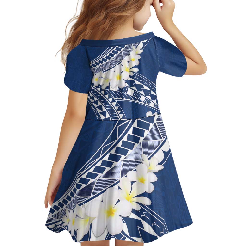 Polynesian Vintage Floral Family Matching Off Shoulder Short Dress and Hawaiian Shirt Navy Blue Motifs - Polynesian Pride