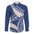 Polynesian Vintage Floral Family Matching Puletasi and Hawaiian Shirt Navy Blue Motifs - Polynesian Pride