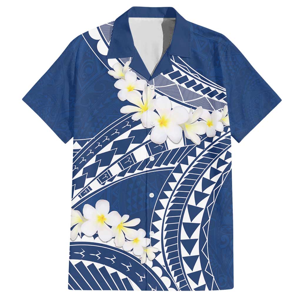 Polynesian Vintage Floral Family Matching Short Sleeve Bodycon Dress and Hawaiian Shirt Navy Blue Motifs LT7 Dad's Shirt - Short Sleeve Navy Blue - Polynesian Pride