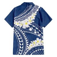 Polynesian Vintage Floral Family Matching Short Sleeve Bodycon Dress and Hawaiian Shirt Navy Blue Motifs LT7 - Polynesian Pride