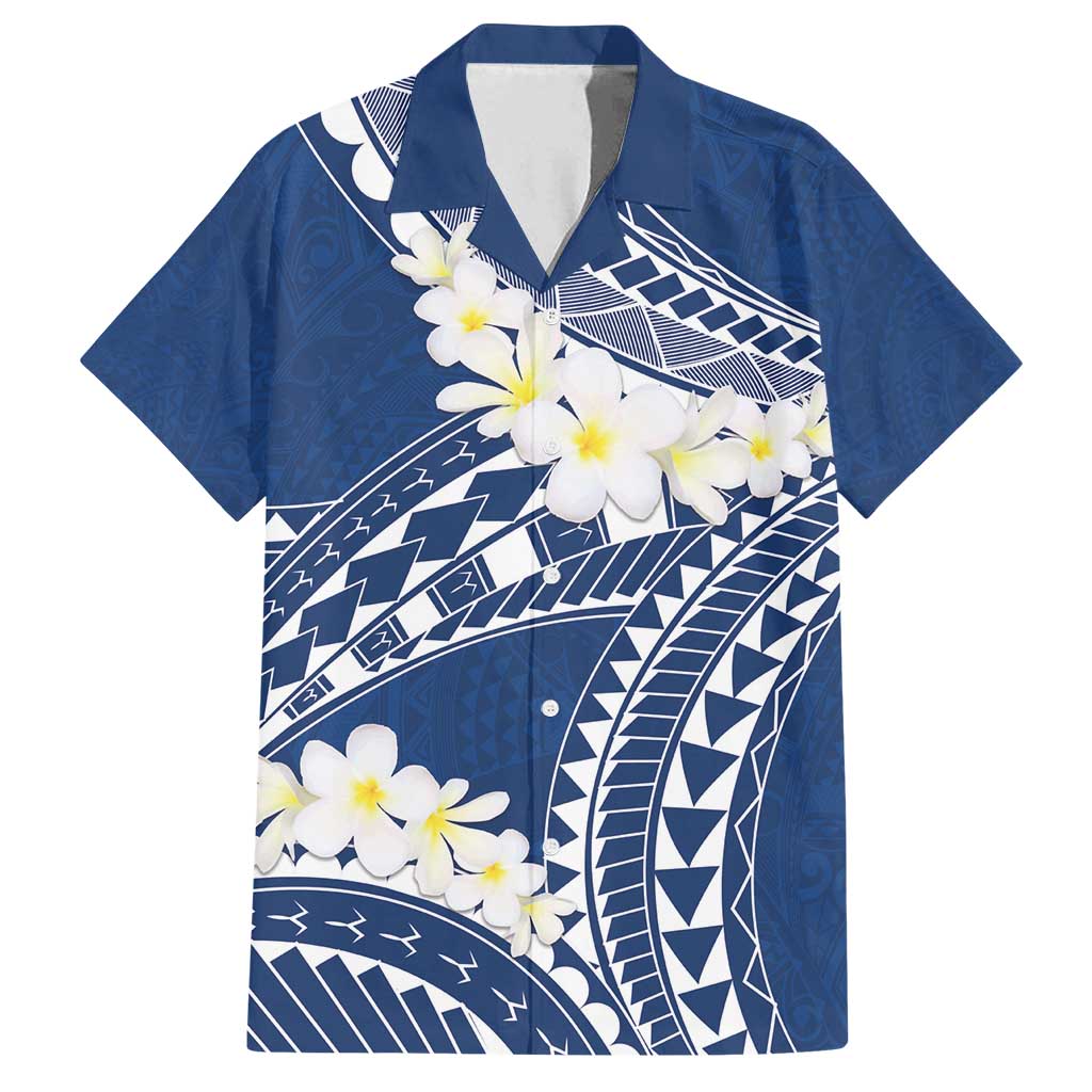 Polynesian Vintage Floral Family Matching Summer Maxi Dress and Hawaiian Shirt Navy Blue Motifs - Polynesian Pride