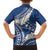 Polynesian Vintage Floral Family Matching Tank Maxi Dress and Hawaiian Shirt Navy Blue Motifs - Polynesian Pride