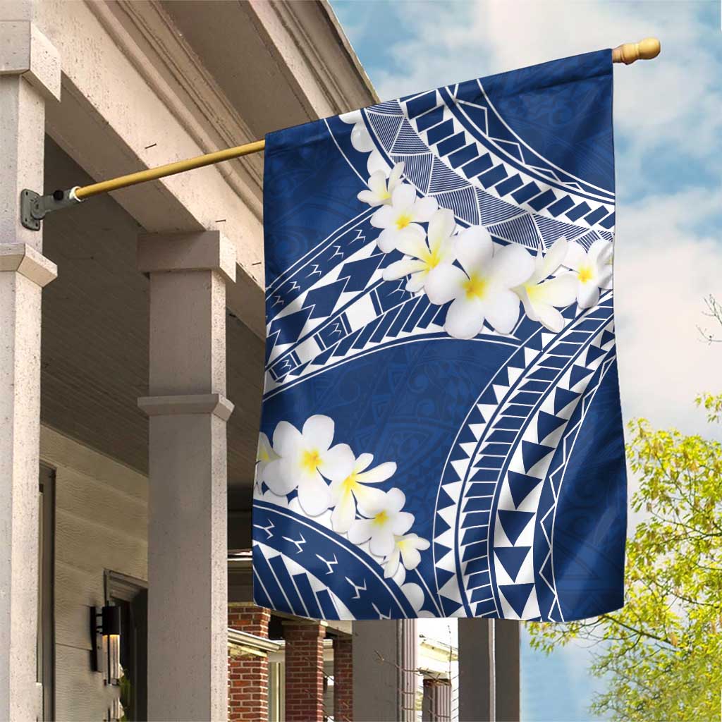 Polynesian Vintage Floral Garden Flag Navy Blue Motifs - Polynesian Pride