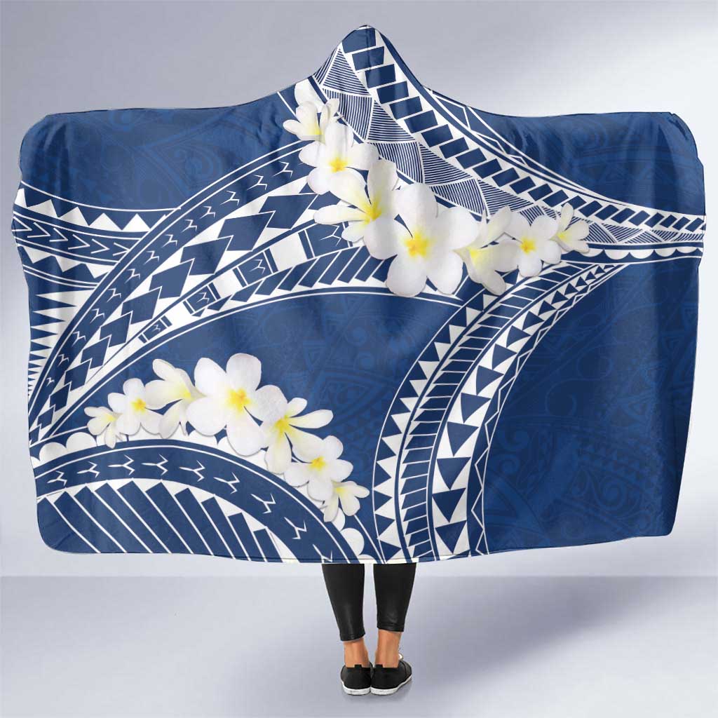 Polynesian Vintage Floral Hooded Blanket Navy Blue Motifs - Polynesian Pride