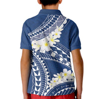 Polynesian Vintage Floral Kid Polo Shirt Navy Blue Motifs - Polynesian Pride