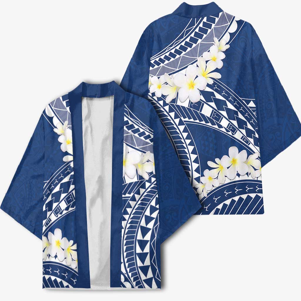 Polynesian Vintage Floral Kimono Navy Blue Motifs - Polynesian Pride