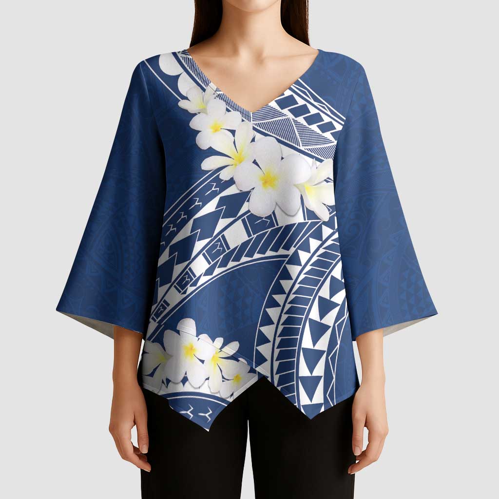 Polynesian Vintage Floral Kimono Sleeve Blouse Navy Blue Motifs - Polynesian Pride